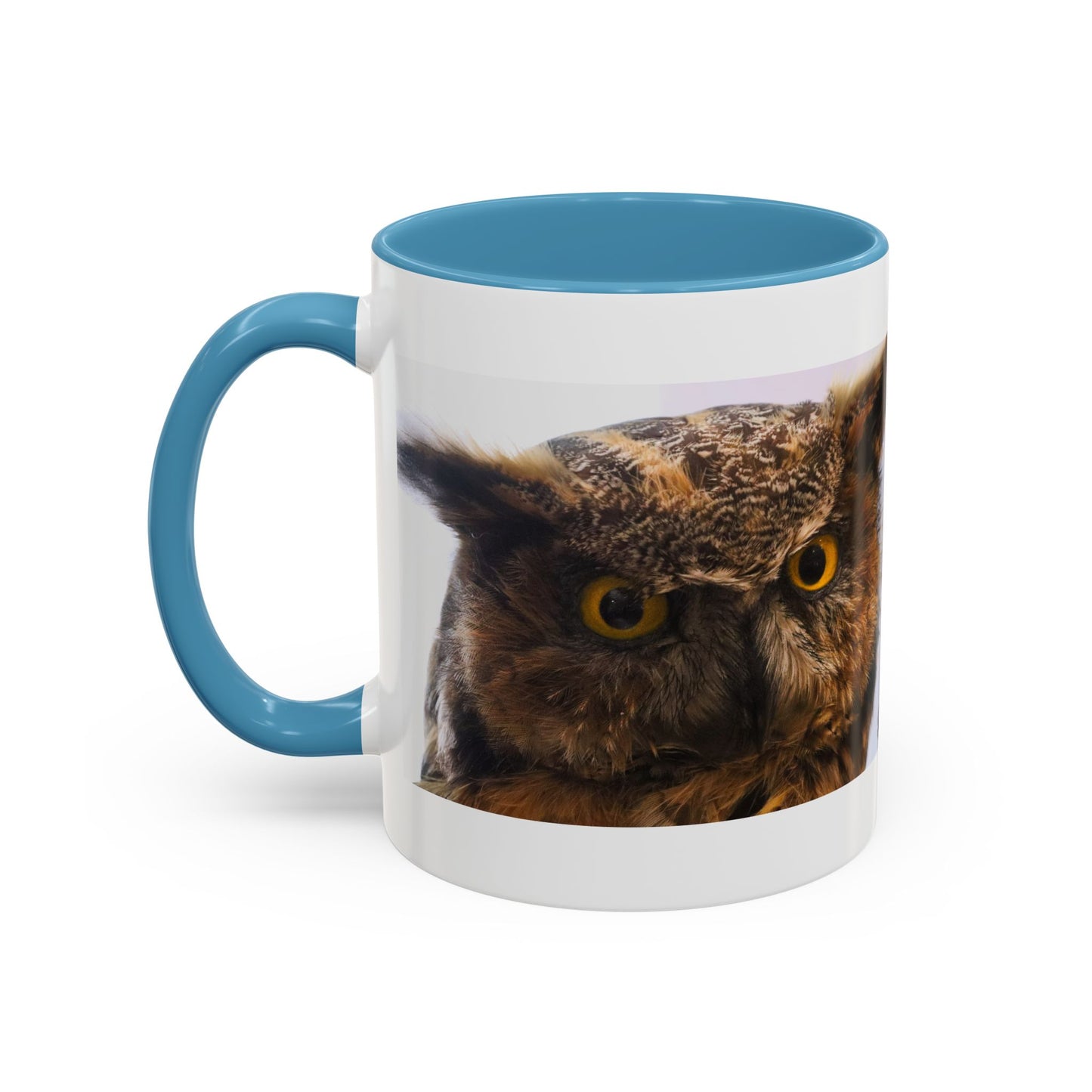 Owl Accent Coffee Mug – Realistic Great Horned Owl Photo (11/15 oz)
