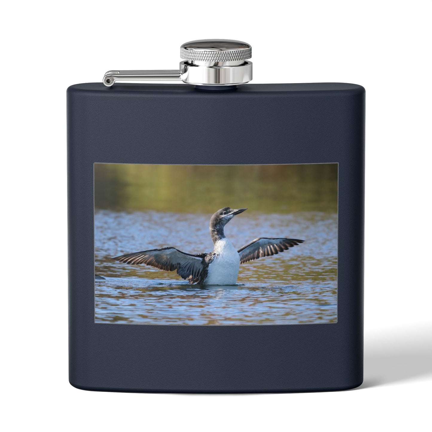 6oz Stainless Steel Flask with Diving Loon Photo – Wildlife Outdoors Gift