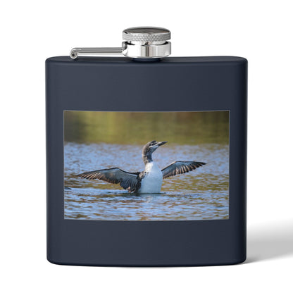 6oz Stainless Steel Flask with Diving Loon Photo – Wildlife Outdoors Gift