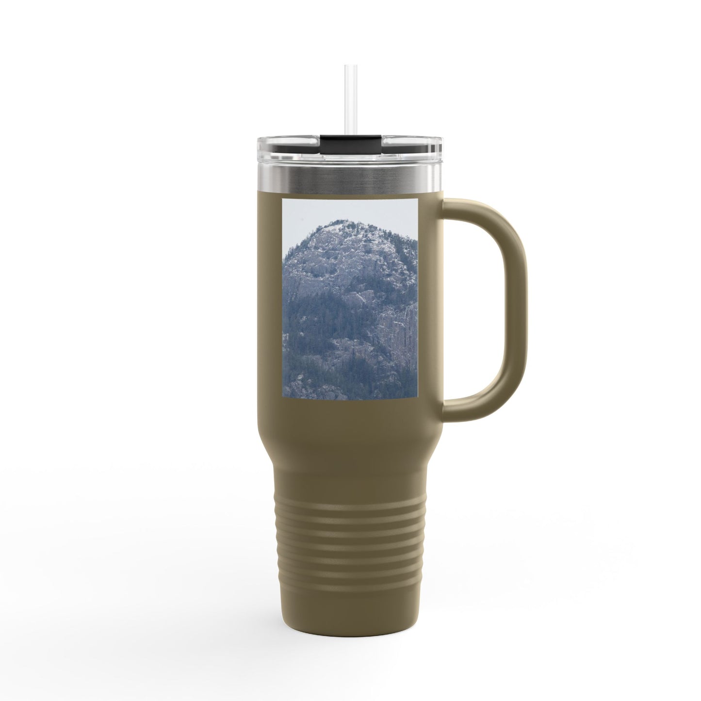 40oz Insulated Travel Mug with Mountain Photo — Cold-Resistant Stainless Steel Tumbler for Commuting & Outdoors