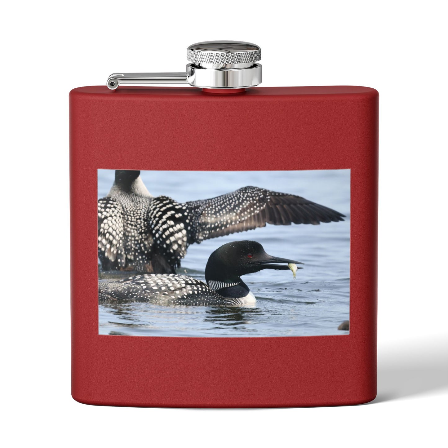 Loon Photo Stainless Steel Flask — 6oz Wildlife Drinking Hip Flask, Nature Lover Gift