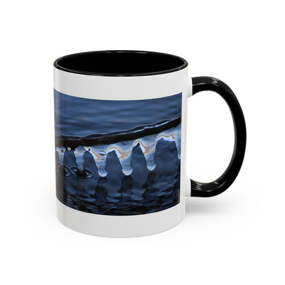 Blue Icicle Wave Accent Coffee Mug — Winter Water Photography 11/15oz