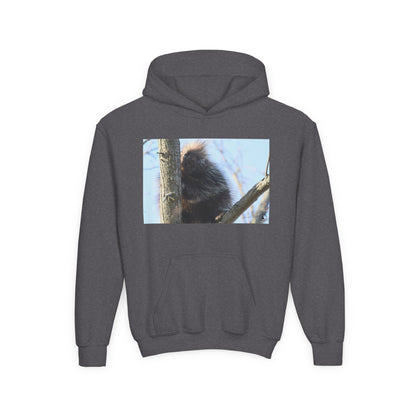 Youth Hoodie with Tree-Climbing Porcupine Photo – Cute Wildlife Kids Sweatshirt