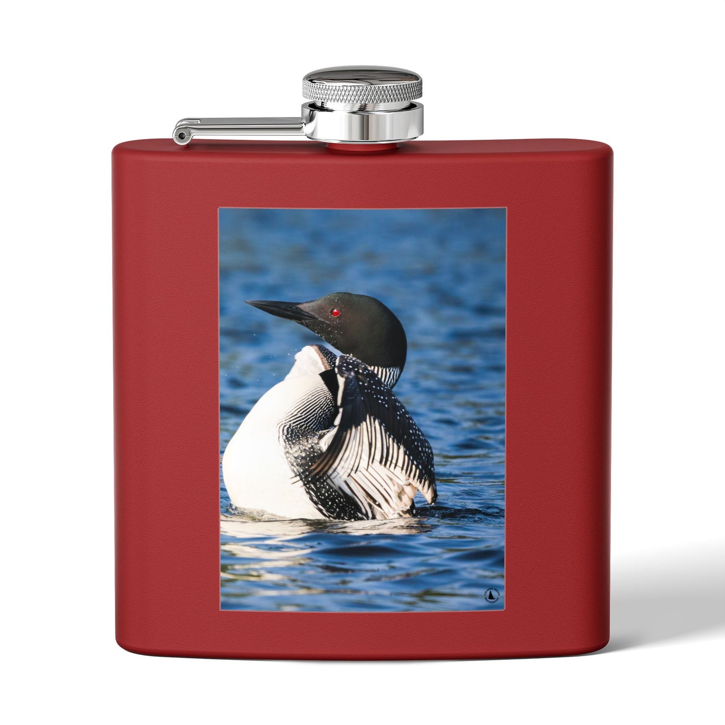 Loon Photo Stainless Steel Flask — 6oz Wildlife Waterfowl Hip Flask