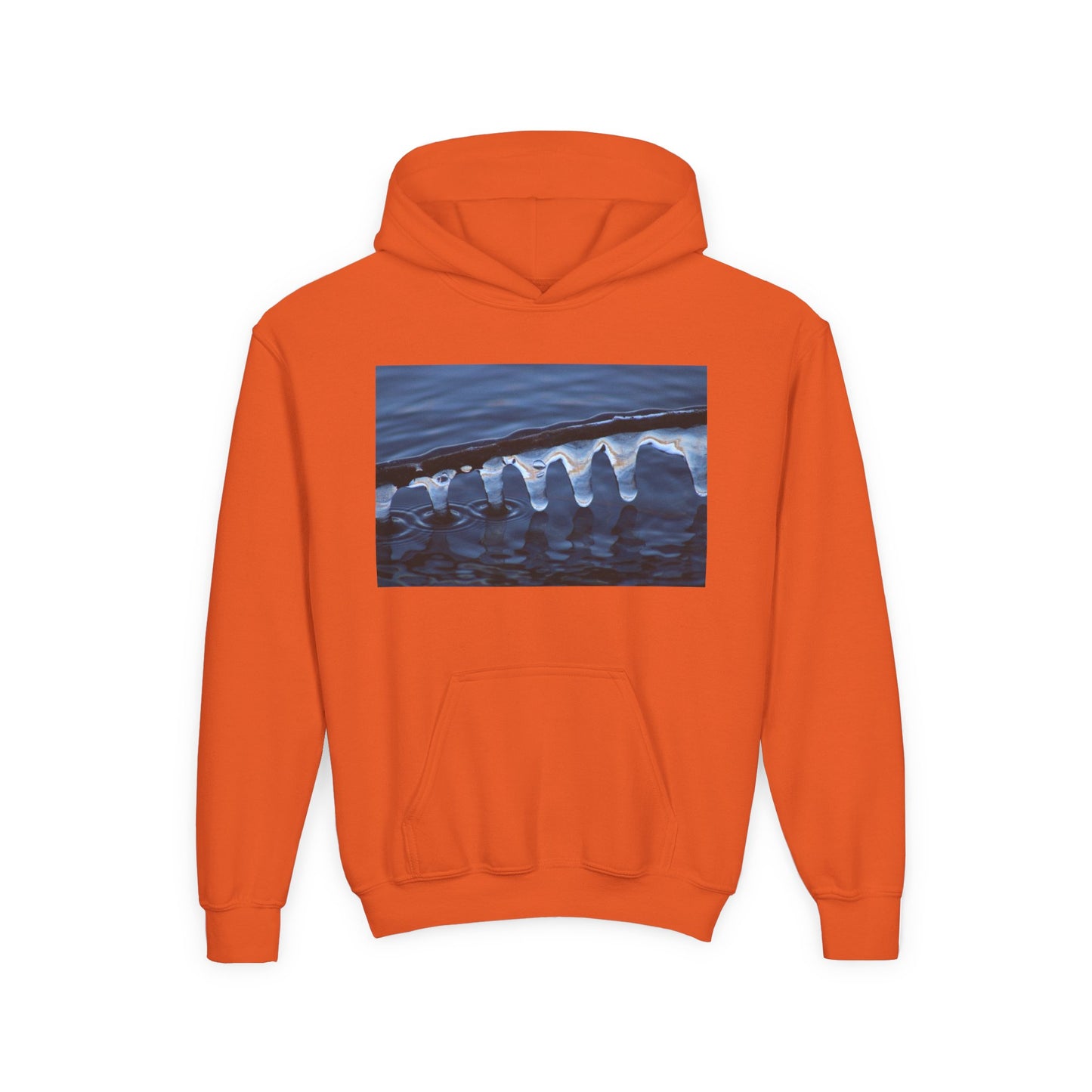 Ocean Wave Ice Photo Hoodie — Youth Nautical Winter Sweatshirt