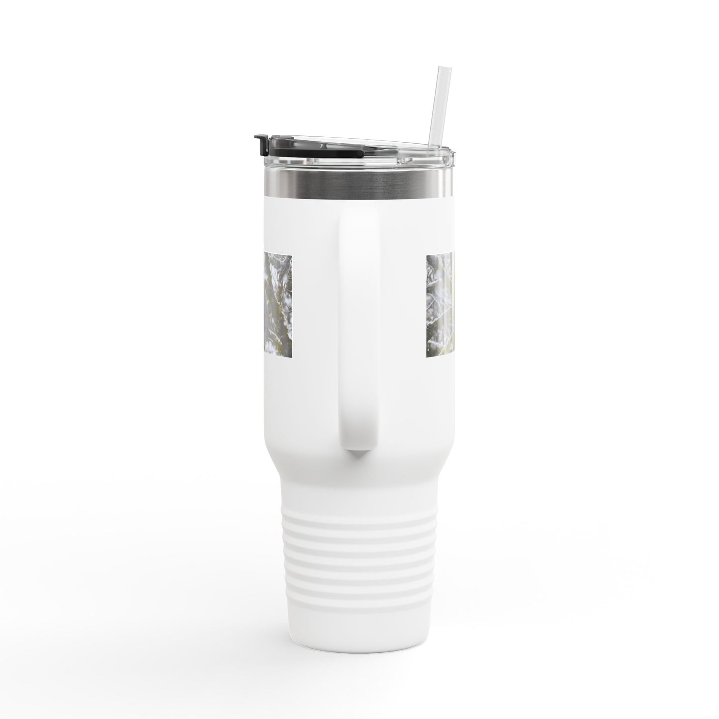 40oz Insulated Travel Mug with Snowy Owl Photo — Cold-Weather Wildlife Tumbler