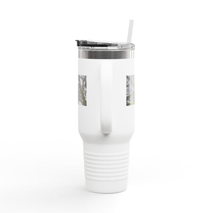 40oz Insulated Travel Mug with Snowy Owl Photo — Cold-Weather Wildlife Tumbler