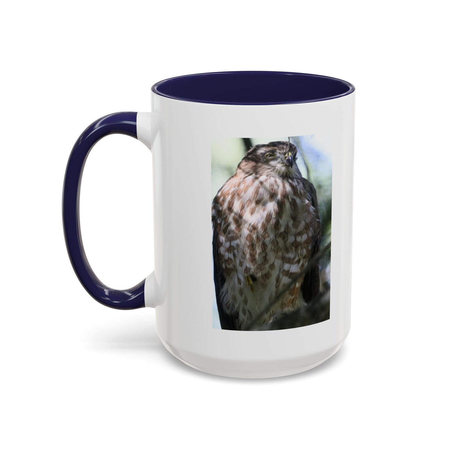 Hawk Photo Accent Coffee Mug — Birdwatcher Gift, 11/15oz