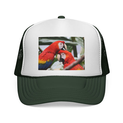 Parrot Love Trucker Cap — Tropical Scarlet Macaw Mesh Hat