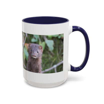 Cute Mink Photo Accent Mug – Wildlife Photography Coffee Cup (11/15 oz)