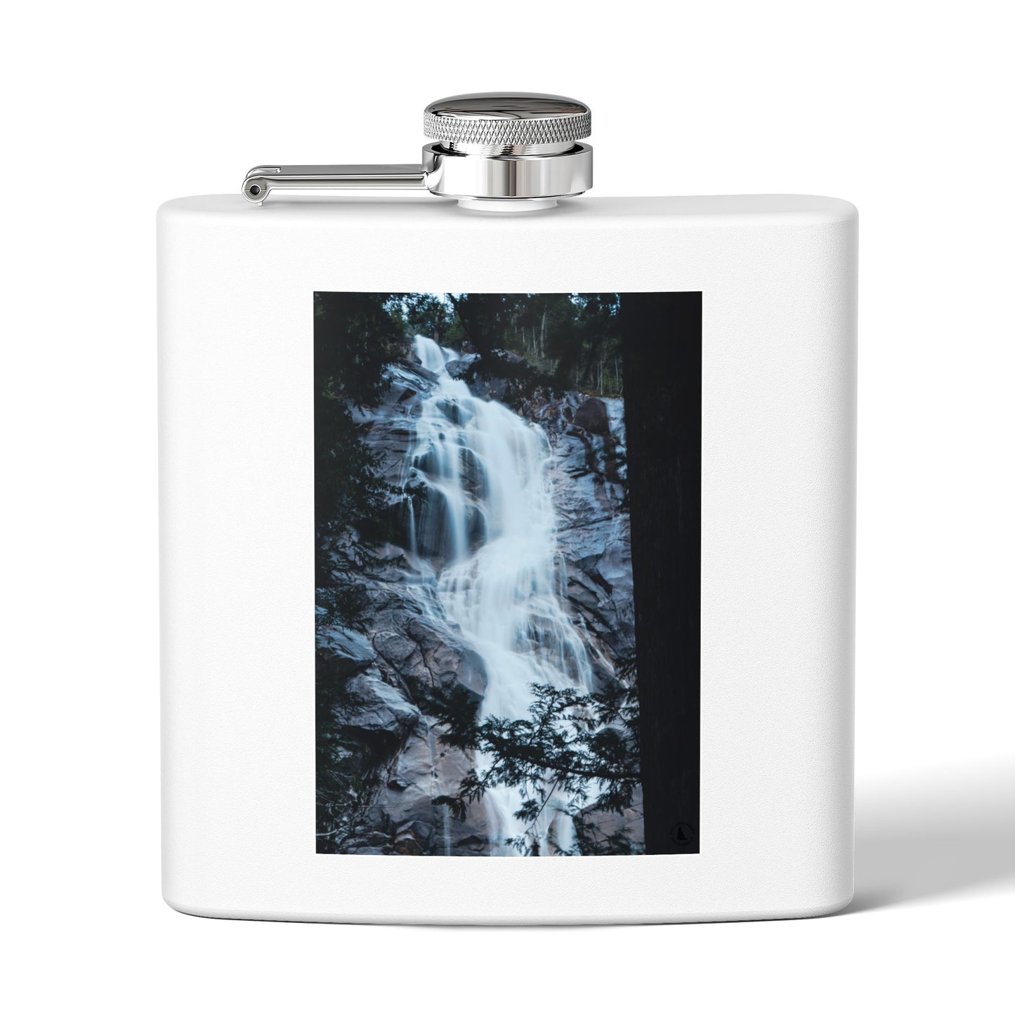 Waterfall Photo Stainless Steel Flask — 6oz Pocket Hip Flask for Outdoors & Travel