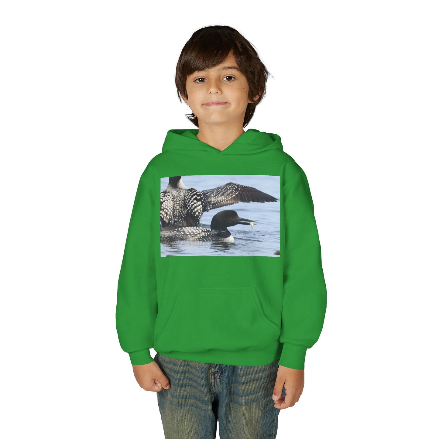 Loon Lake Youth Hoodie — Scenic Common Loon Wildlife Photo