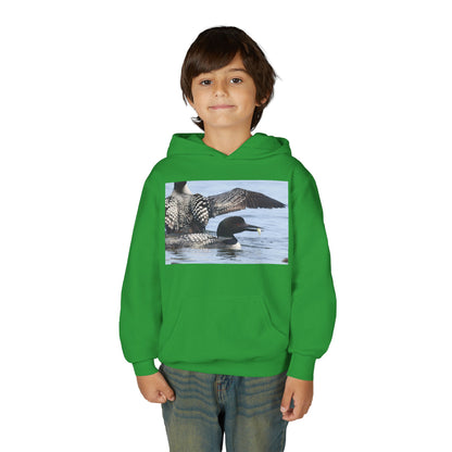 Loon Lake Youth Hoodie — Scenic Common Loon Wildlife Photo