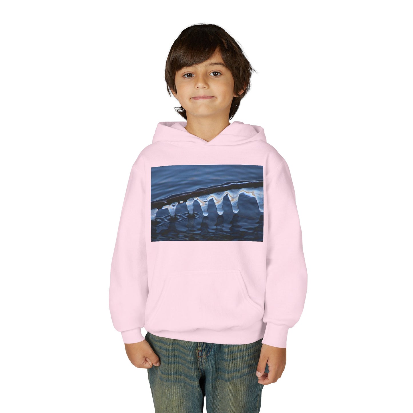 Ocean Wave Ice Photo Hoodie — Youth Nautical Winter Sweatshirt