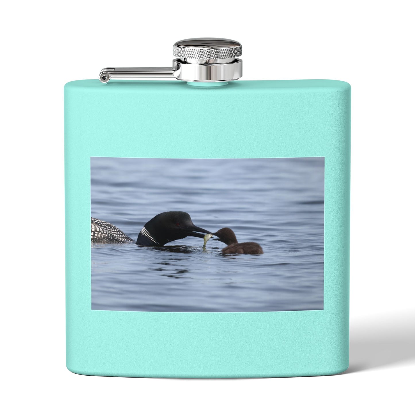 Loon Family 6oz Stainless Steel Flask — Nature Wildlife Gift