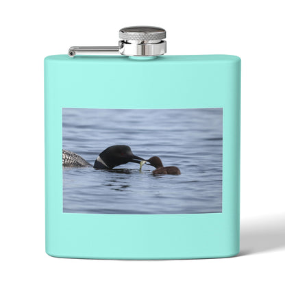 Loon Family 6oz Stainless Steel Flask — Nature Wildlife Gift