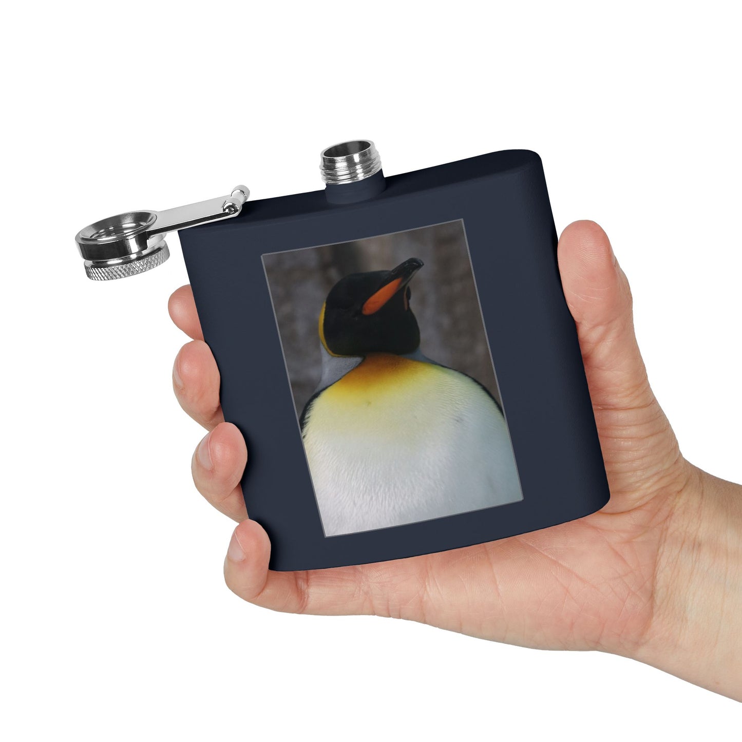Penguin Portrait Flask — 6oz Stainless Steel Hip Flask