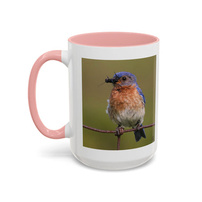Bluebird Photo Coffee Mug — Eastern Bluebird with Insect Accent Mug (11/15 oz)