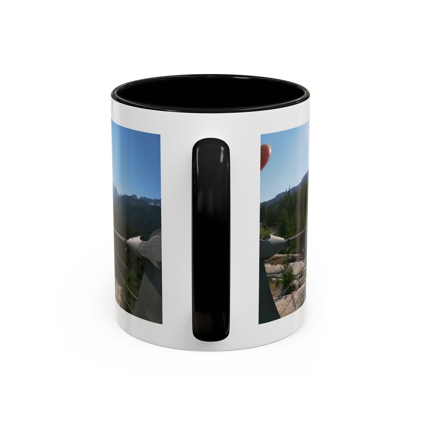 Bridge Trail Scenic Coffee Mug — Mountain Suspension Bridge Photo Accent Mug