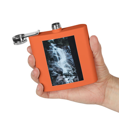 Waterfall Photo Stainless Steel Flask — 6oz Pocket Hip Flask for Outdoors & Travel