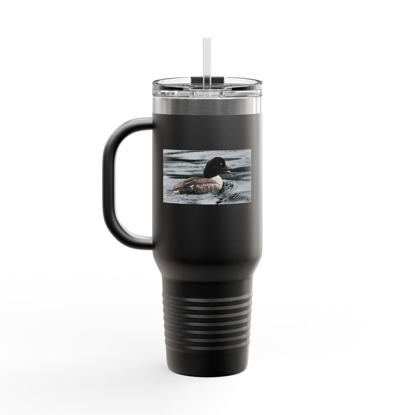 40oz Insulated Travel Mug with Duck Photo – Thermal Tumbler for Birdwatchers & Outdoor Lovers