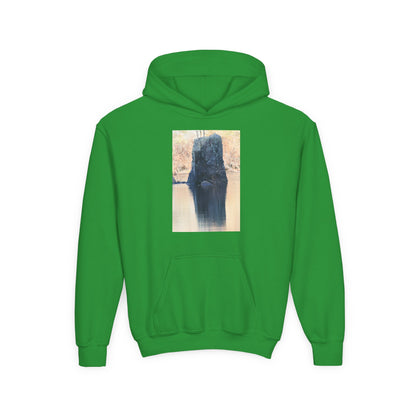 Youth Hoodie with Serene Lake Reflection Photo — Nature-Inspired Kids’ Pullover