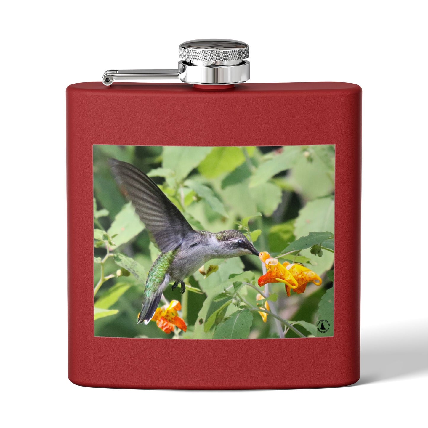 Hummingbird Photo Stainless Steel Flask — 6oz Portable Liquor Hip Flask