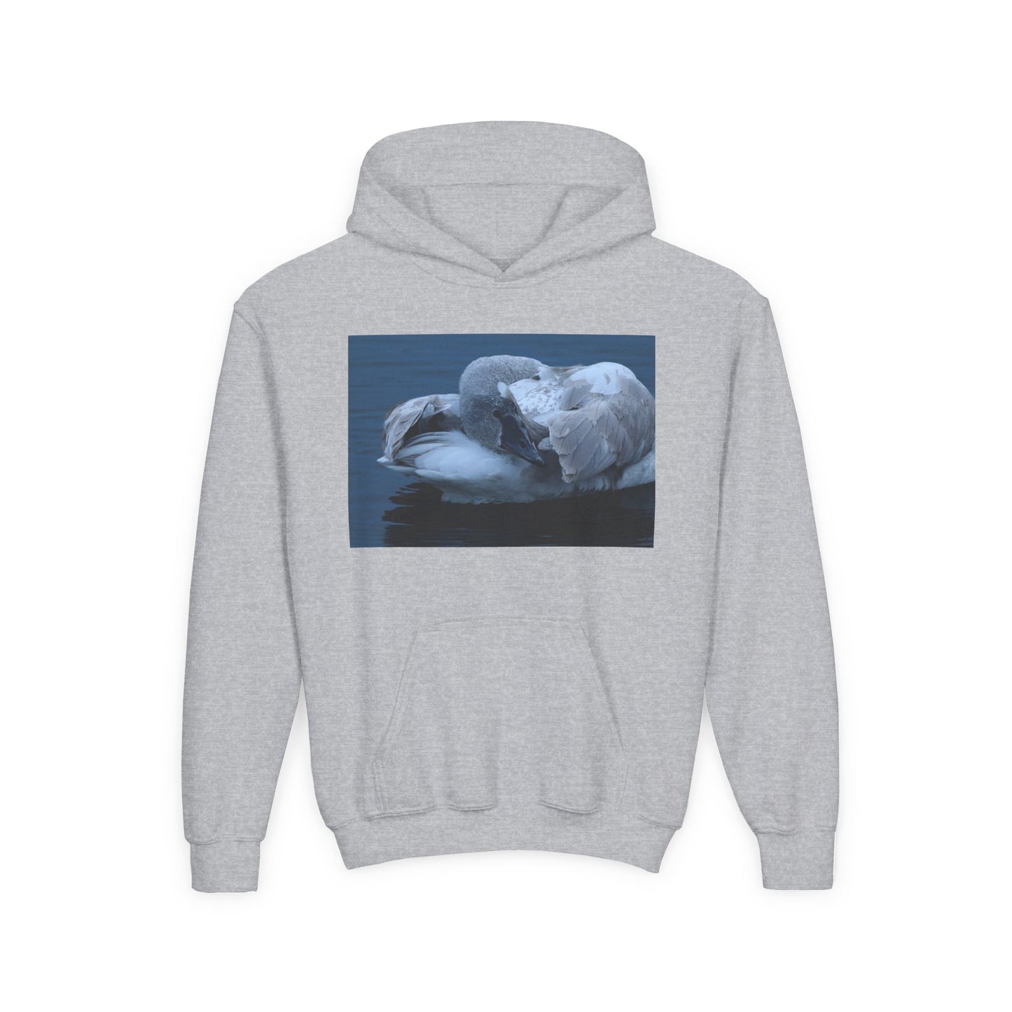 Youth Hoodie with Sleeping Swan Photo — Cozy Wildlife Sweatshirt