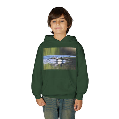 Youth Hoodie with Swimming Otter Photo – Cute Wildlife Kids Sweatshirt