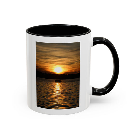 Sunset Lake Photo Accent Coffee Mug — Golden Sunset Reflection (11/15oz)