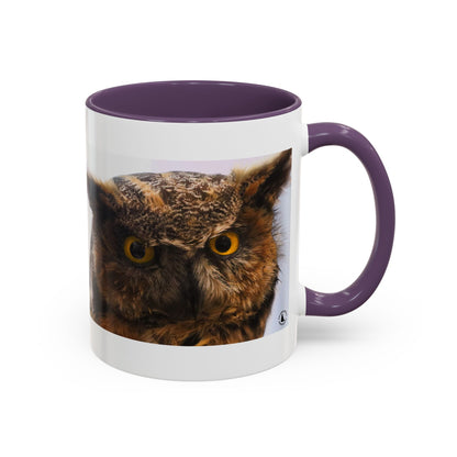 Owl Accent Coffee Mug – Realistic Great Horned Owl Photo (11/15 oz)