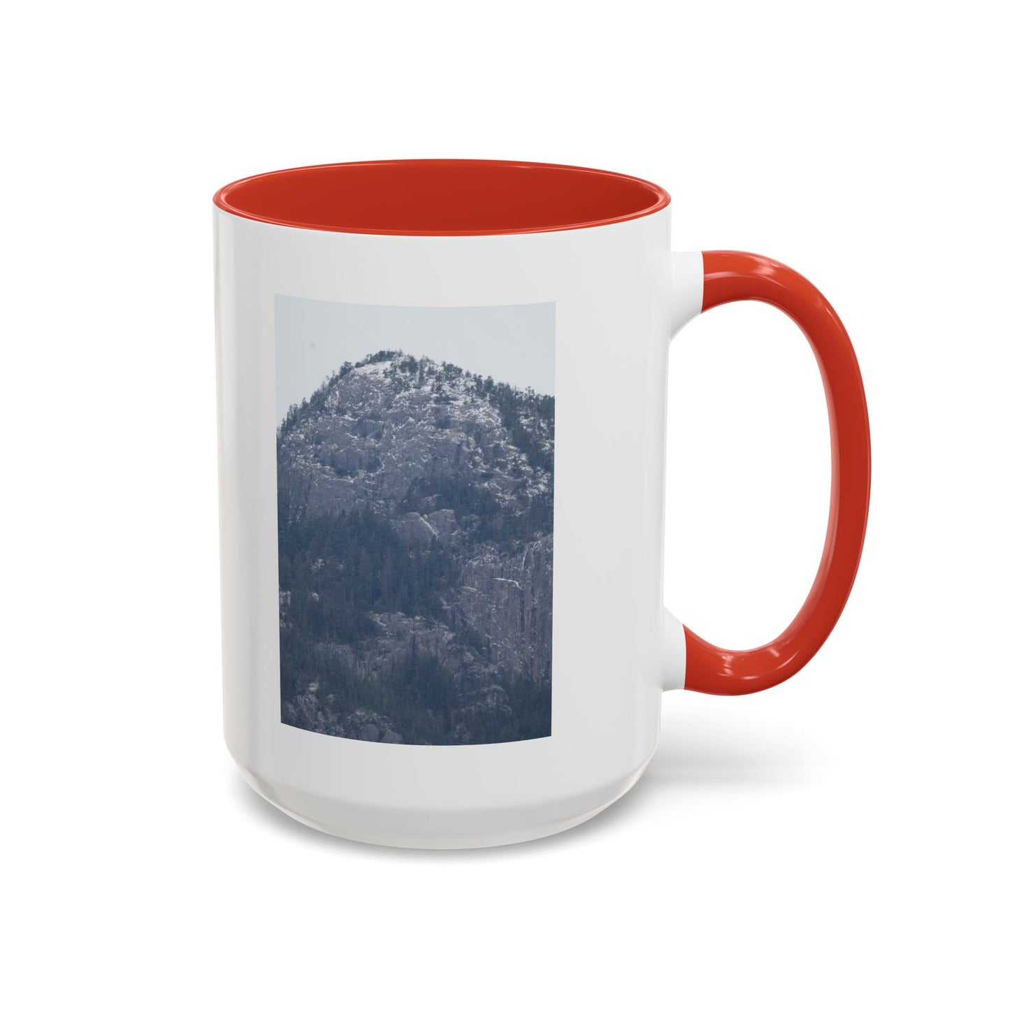 Mountain Peak Accent Coffee Mug – Snowy Forest Photo 11oz/15oz