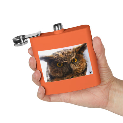 Owl Portrait Stainless Steel Flask — 6oz Wildlife Gift