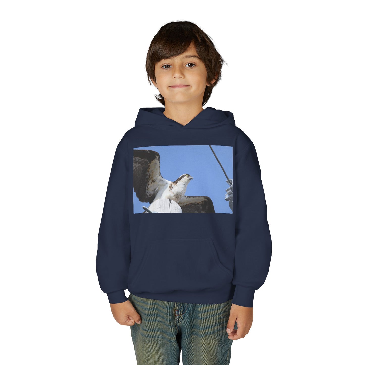 Youth Osprey Photo Hoodie — Kids Birdwatching Nature Pullover