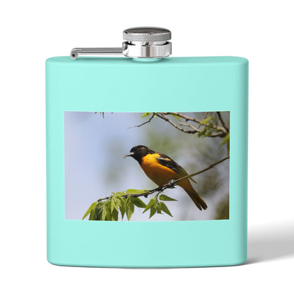 6oz Bird Photo Stainless Steel Flask — Baltimore Oriole Nature Gift