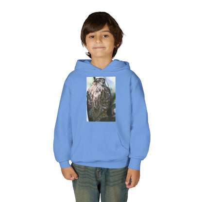 Youth Owl Hoodie – Photoreal Hawk Owl Print Kids' Hooded Sweatshirt