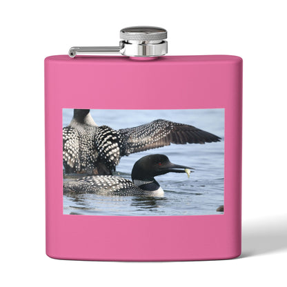 Loon Photo Stainless Steel Flask — 6oz Wildlife Drinking Hip Flask, Nature Lover Gift