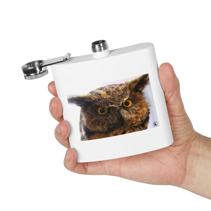 Owl Portrait Stainless Steel Flask — 6oz Wildlife Gift