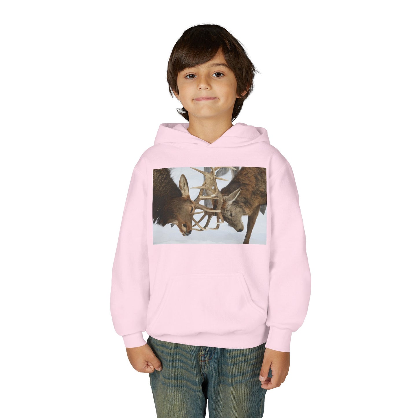 Fighting Deer Antlers Youth Hoodie | Wildlife Nature Illustration