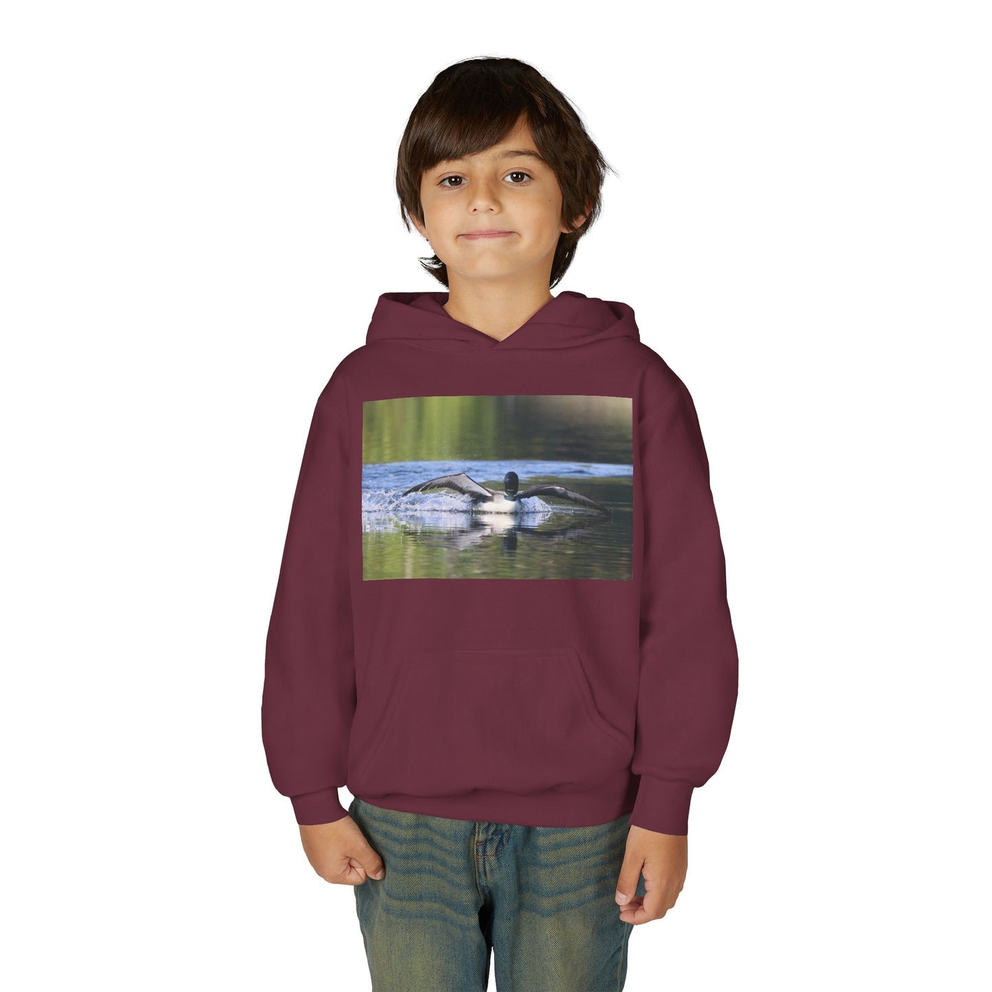 Youth Hoodie with Swimming Otter Photo – Cute Wildlife Kids Sweatshirt