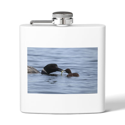 Loon Family 6oz Stainless Steel Flask — Nature Wildlife Gift