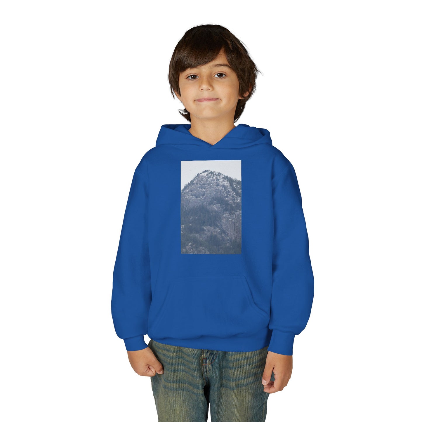 Mountain Peak Youth Hoodie — Winter Snow Scenic Graphic Sweatshirt