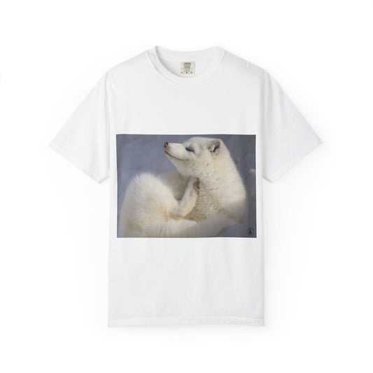 Arctic Essence: Tranquil White Fox Portrait, Minimalist Wildlife Photographyphotography shirts