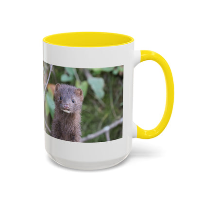 Cute Mink Photo Accent Mug – Wildlife Photography Coffee Cup (11/15 oz)