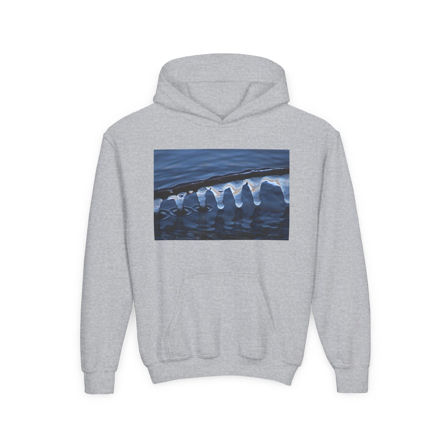 Ocean Wave Ice Photo Hoodie — Youth Nautical Winter Sweatshirt
