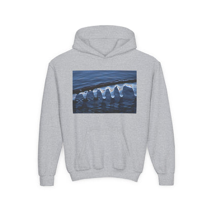 Ocean Wave Ice Photo Hoodie — Youth Nautical Winter Sweatshirt