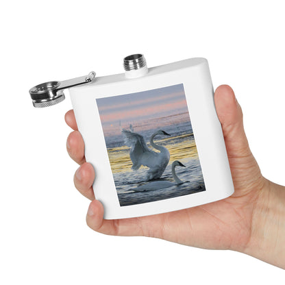 Swan Sunset Stainless Steel Flask — 6oz Travel Hip Flask