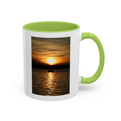 Sunset Lake Photo Accent Coffee Mug — Golden Sunset Reflection (11/15oz)