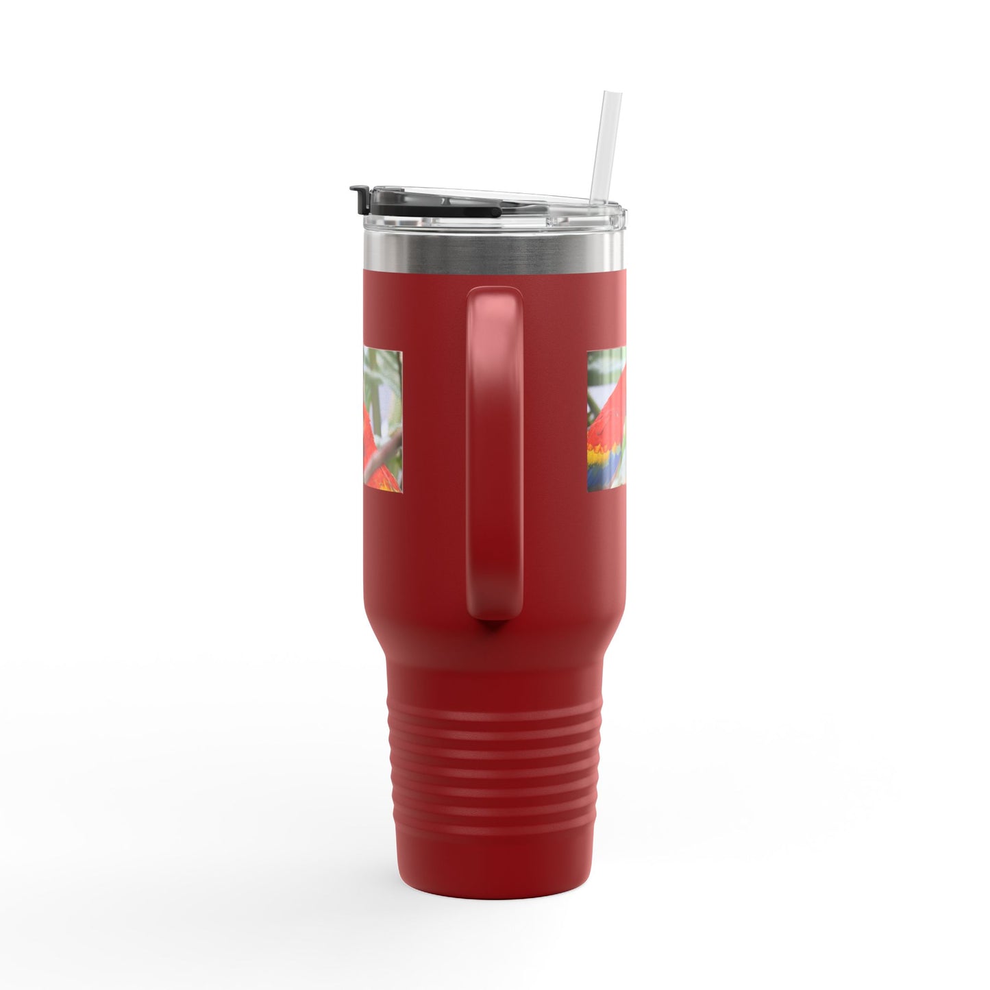 40oz Insulated Travel Mug — Colorful Macaw Parrot Photo, Double-Wall Tumbler for Travel & Outdoor