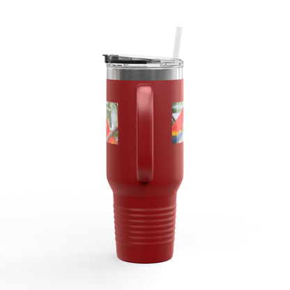 40oz Insulated Travel Mug — Colorful Macaw Parrot Photo, Double-Wall Tumbler for Travel & Outdoor